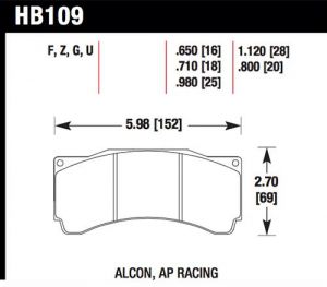 Hawk Performance DTC-70 Brake Pad Sets HB109U1.12