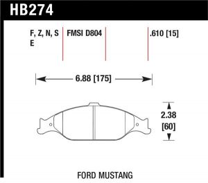 Hawk Performance HP+ Brake Pad Sets HB274N.610