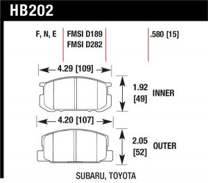 Hawk Performance HPS Brake Pad Sets HB202F.580