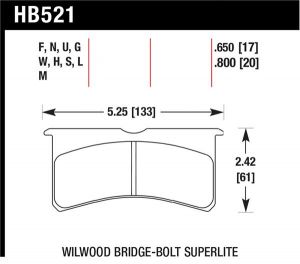 Hawk Performance DTC-30 Brake Pad Sets HB521W.800