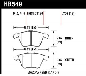 Hawk Performance HPS 5.0 Brake Pad Sets HB549B.702