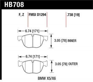 Hawk Performance HPS Brake Pad Sets HB708F.738