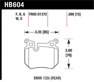 Hawk Performance HPS Brake Pad Sets HB604F.598