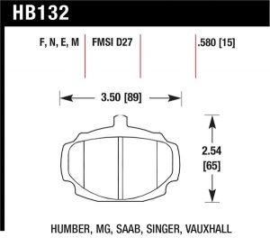 Hawk Performance Black Brake Pad Sets HB132M.580