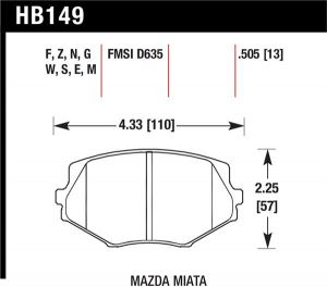 Hawk Performance Black Brake Pad Sets HB149M.505