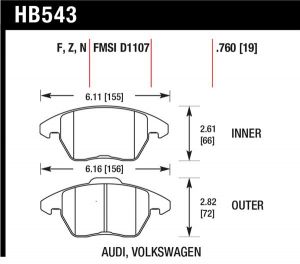 Hawk Performance Ceramic Brake Pad Sets HB543Z.760