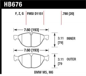 Hawk Performance HPS Brake Pad Sets HB676F.780