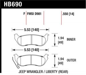 Hawk Performance HPS Brake Pad Sets HB690F.550