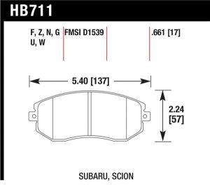 Hawk Performance HP+ Brake Pad Sets HB711N.661