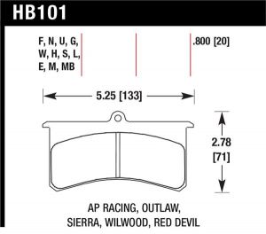 Hawk Performance DTC-70 Brake Pad Sets HB101U.800