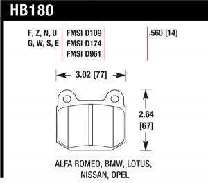 Hawk Performance DTC-30 Brake Pad Sets HB180W.560