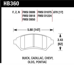 Hawk Performance HPS Brake Pad Sets HB360F.670