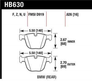 Hawk Performance DTC-70 Brake Pad Sets HB630U.626
