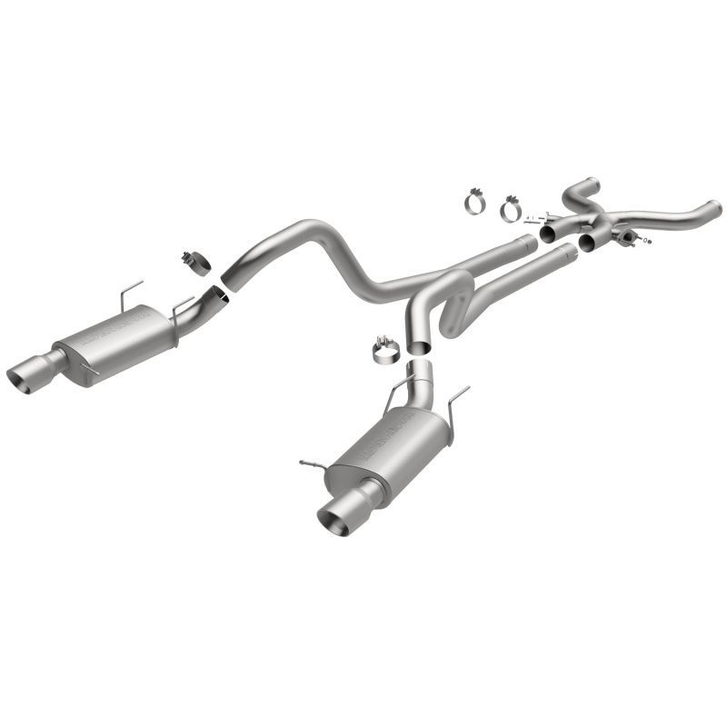 Stainless Steel 2.5in Main Piping Single Passenger Side Rear Exit Tacoma Performance Exhaust Kit Overland Series Satin Finish Dual Mufflers MagnaFlow Cat-Back Performance Exhaust System 19583 