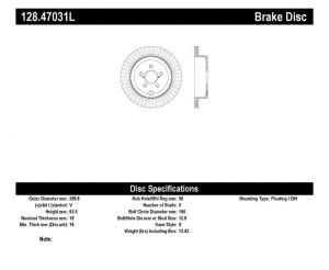 Stoptech Drilled Sport Brake Rotors 128.47031L
