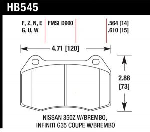 Hawk Performance DTC-70 Brake Pad Sets HB545U.564